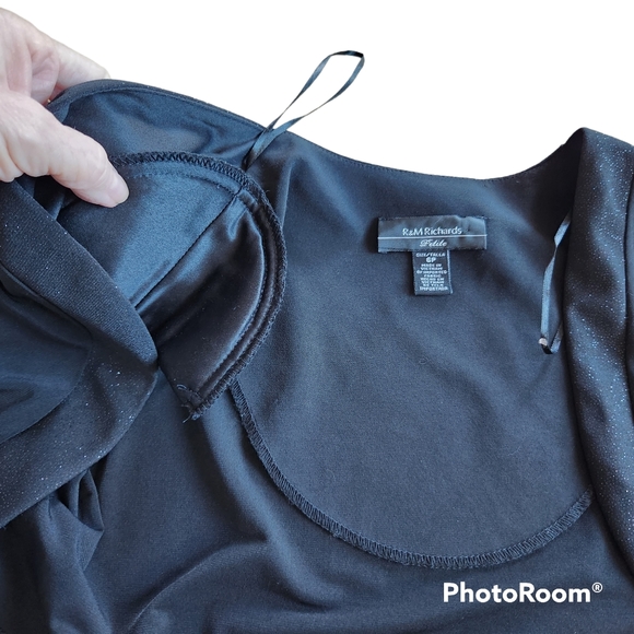 R & M Richards NWT Black Cropped Jacket/Coverlet/Shrug with Sparkle Trim 6P - Picture 4 of 11